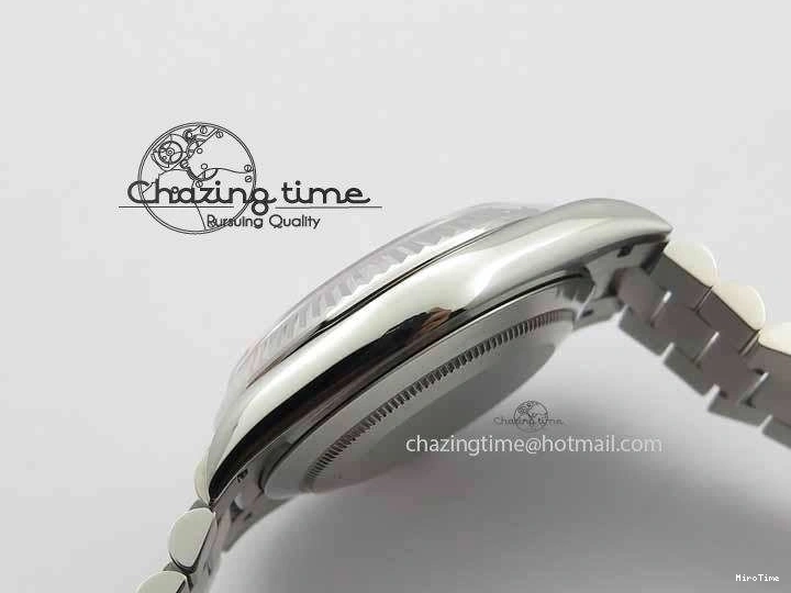 MiroTime 1227 Elegant Day Date 40mm SS BP Maker Best Edition Ice Blue Dial Diamond Markers On SS Bracelet ETA 3700